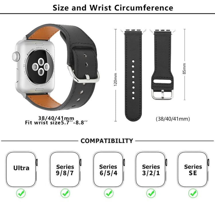 Absolutely Nice Apple Smartwatch Pu Leather Universel Strap - Black#serie_1