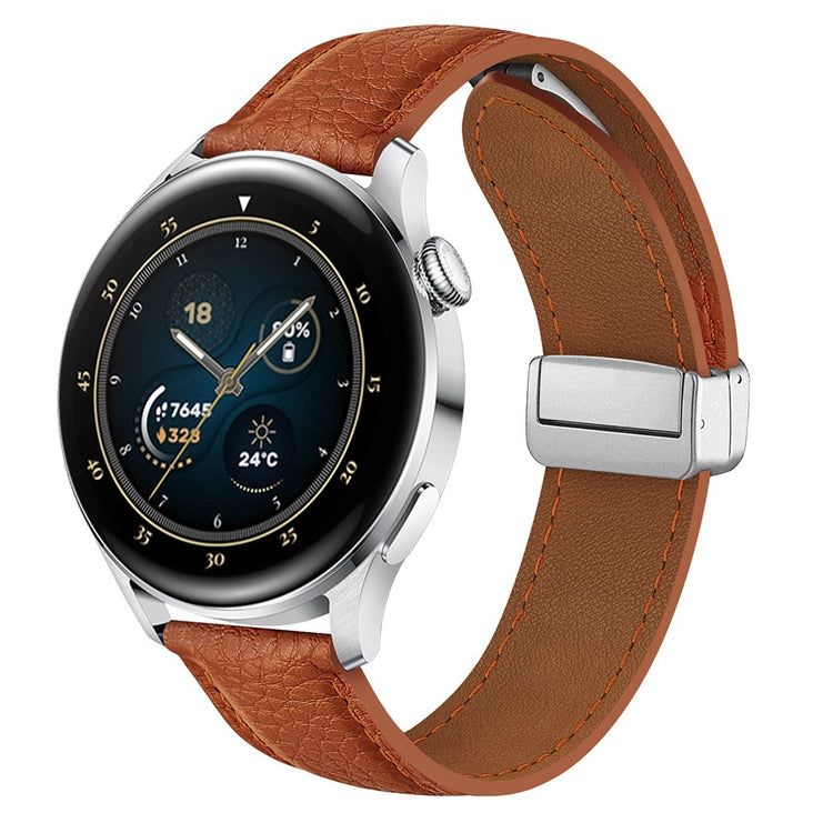 For Samsung Galaxy Watch3 45mm / Huawei Watch GT 4 46mm Leather Strap 22mm Magnetic Watch Band - Light Brown#serie_5