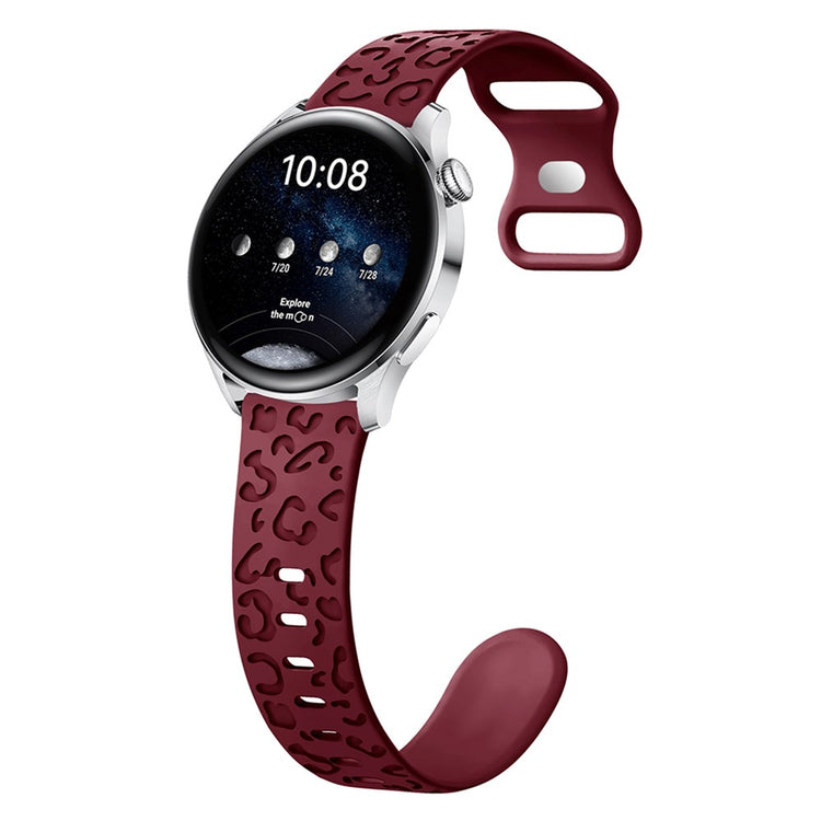 Samsung Galaxy Watch3 45mm / Huawei Watch 4 Pro 22mm Watch Band Leopard Printed Design - Wine Red#serie_5