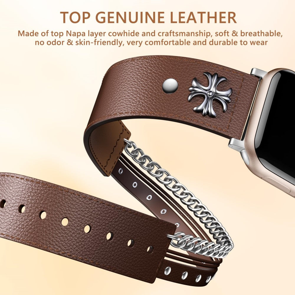 Tough Apple Smartwatch Genuine Leather Universel Strap - Brown#serie_2