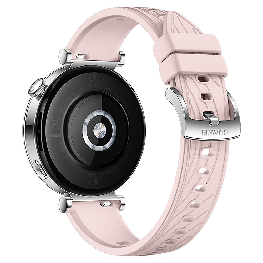 Huawei Watch GT 4 41mm / Xiaomi Mi Watch Silicone band 18mm Textured Watch Strap - Pink+Silver Buckle#serie_5