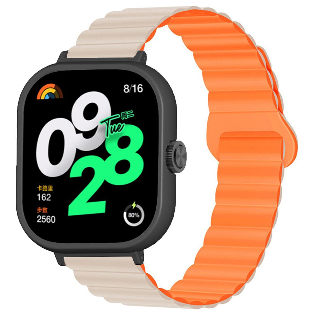 Xiaomi Redmi Watch 4 Silicone Watch Strap Dual Color Magnetic band with bump resistant Case - Starlight+Orange#serie_5