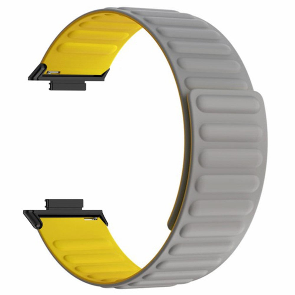 Huawei Watch Fit 3 Watch band Adjustable Magnetic Silicone Wrist Strap - Grey+Yellow#serie_6