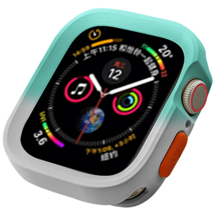 Apple Watch Series 4 / 5 / 6 / SE / SE (2022) 44mm / 7 / 8 / 9 45mm Dual Color Flexible Watch Case - Fruit Green+Grey#serie_1