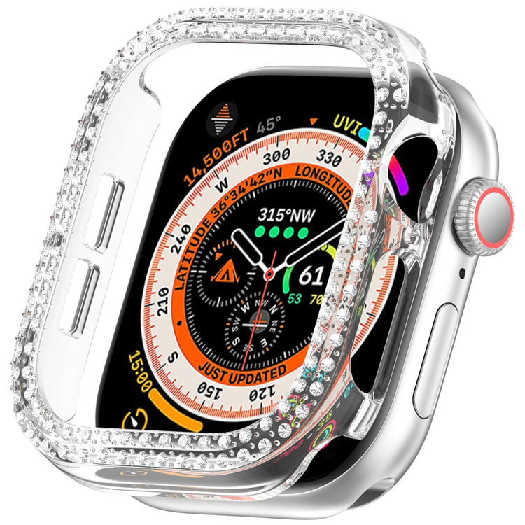 Apple Watch Series 10 42mm Double Row Rhinestone Decor Hollow-Out Cover Bump Resistant Watch Frame Case - Transparent#serie_6