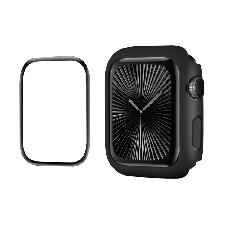 Apple Watch Series 10 46mm ENKAY HAT PRINCE Solid Color PC Watch Case Shockproof Cover with Full Coverage PMMA Soft Film - Black#serie_6