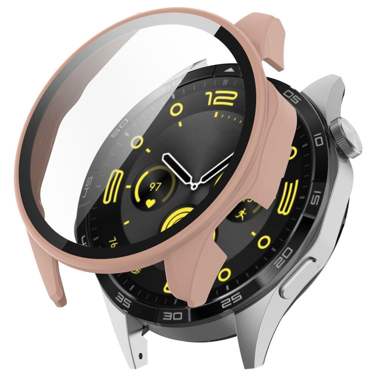 Meget Godt Cover med Skærmbeskytter i Silikone og Glas passer til Huawei Watch GT 4 46mm - Pink#serie_1