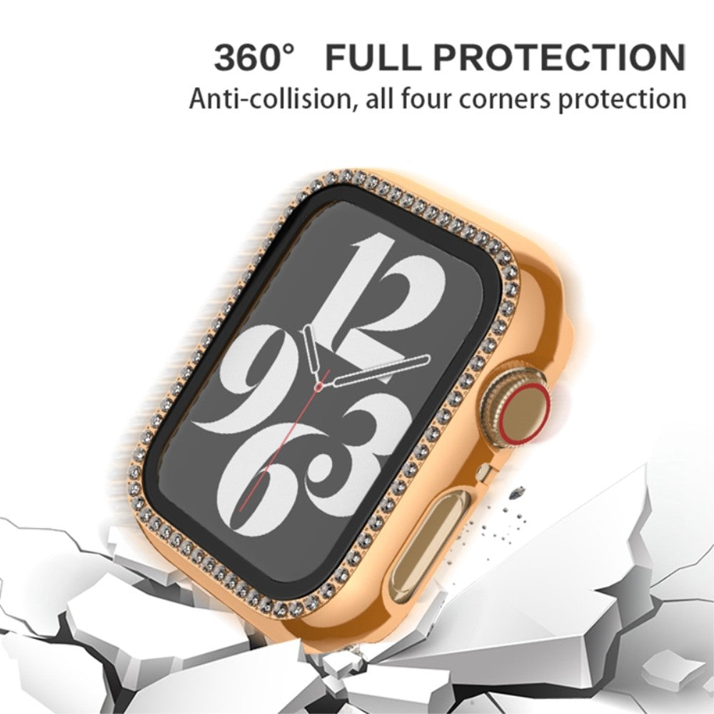 Apple Watch Series 6 / 5 / 4 / SE (2022) / SE (2023) / SE 40mm Impact-Resistant Case Rhinestone Watch Cover with Tempered Glass Film - Black#serie_2