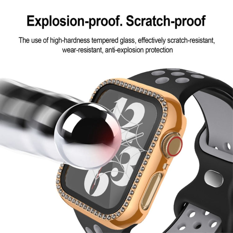 Apple Watch Series 6 / 5 / 4 / SE (2022) / SE (2023) / SE 40mm Impact-Resistant Case Rhinestone Watch Cover with Tempered Glass Film - Silver#serie_5