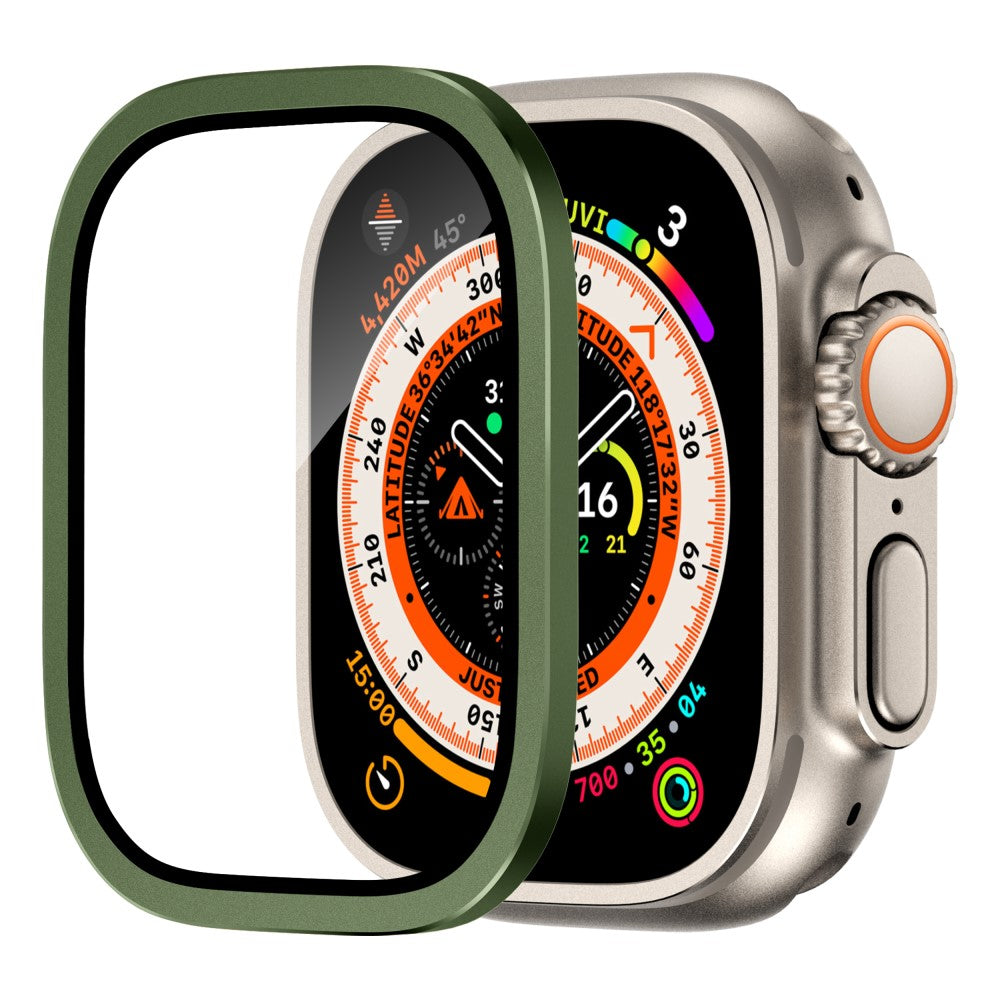 Mega Fint Universal Cover med Skærmbeskytter i Glas passer til Apple Watch Ultra / Apple Watch Ultra 2 - Grøn#serie_3