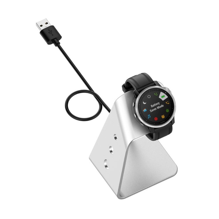 Metal Og Silikone Ladestation passer til Garmin Smartwatch - Sølv#serie_1