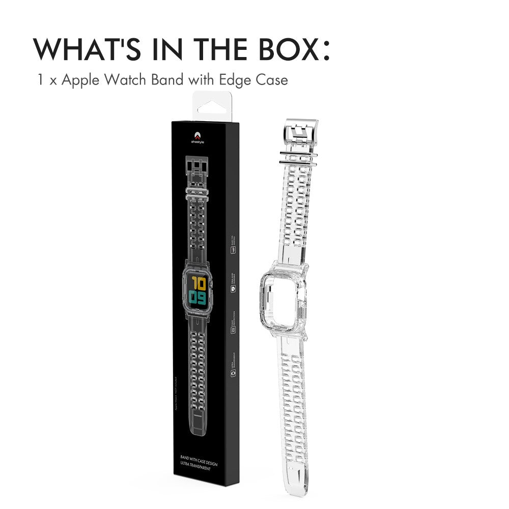 AHASTYLE WA04 Apple Watch Series 6 5 4 SE (2023) SE (2022) SE 44mm / 3 2 1 42mm Flexible Watch Band with Case - Transparent#serie_3