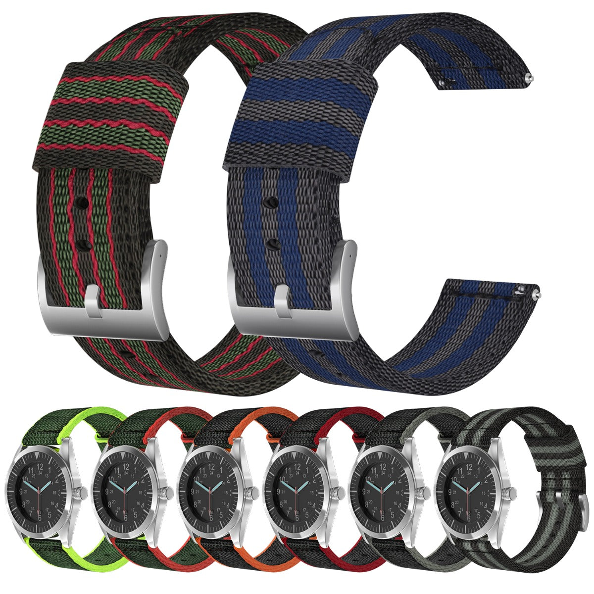 Fortrinligt Nylon Rem passer til 24mm - Grøn#serie_bfwu104j