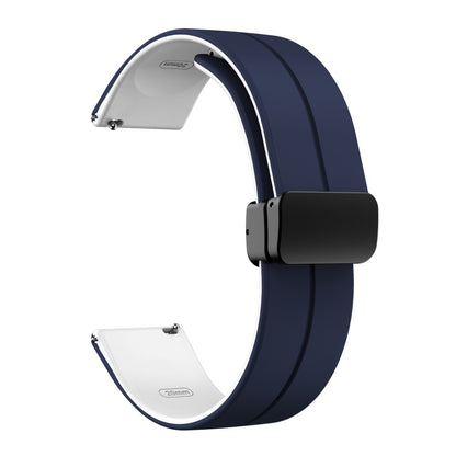 22mm Universal dual color silicone strap with black buckle - Midnight Blue / White#serie_12