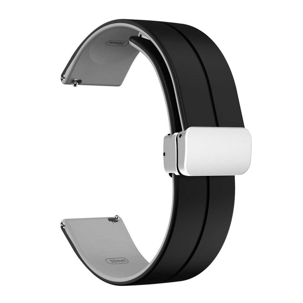 22mm Universal dual color silicone strap with silver buckle - Black / Grey#serie_6
