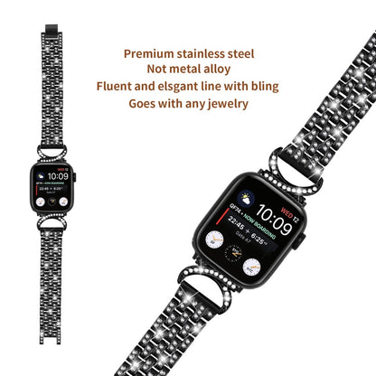 Solid Metal Og Rhinsten Universal Rem passer til Apple Smartwatch - Sort#serie_1