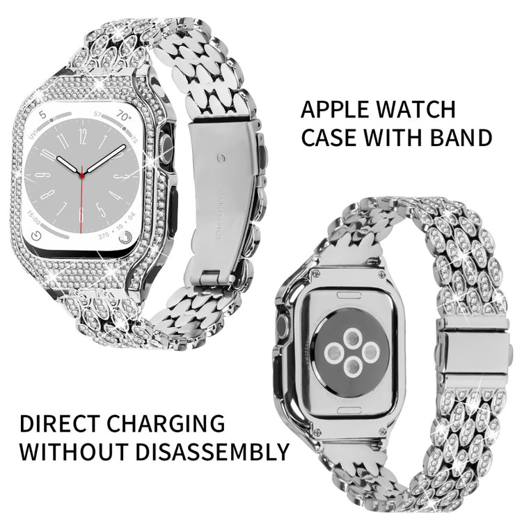 Metal Og Rhinsten Universal Rem passer til Apple Watch Series 8 (41mm) / Apple Watch Series 7 41mm - Sølv#serie_4