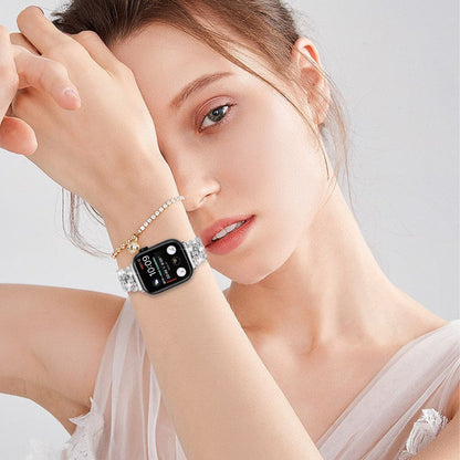 Super Smuk Metal Og Rhinsten Universal Rem passer til Apple Smartwatch - Sølv#serie_4