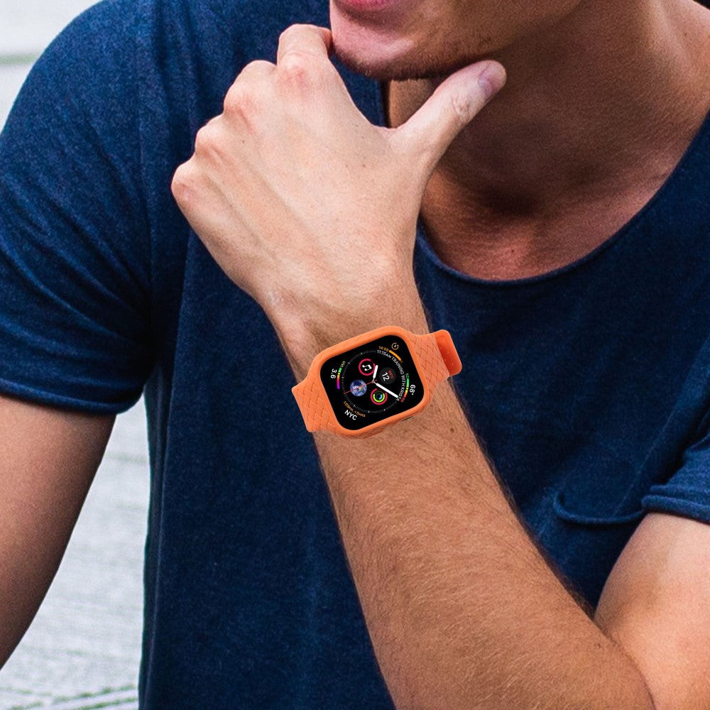 Metal Og Silikone Universal Rem passer til Apple Watch Series 8 (45mm) / Apple Watch Series 7 45mm - Orange#serie_2