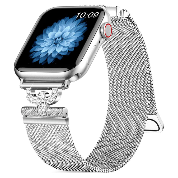 Super Fint Metal Og Rhinsten Universal Rem passer til Apple Smartwatch - Sølv#serie_015