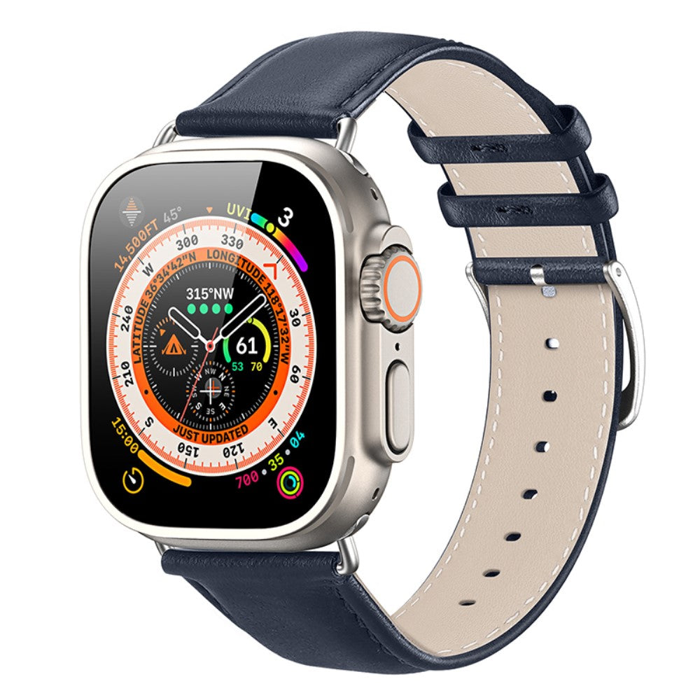 Skøn Metal Og Kunstlæder Universal Rem passer til Apple Smartwatch - Blå#serie_2