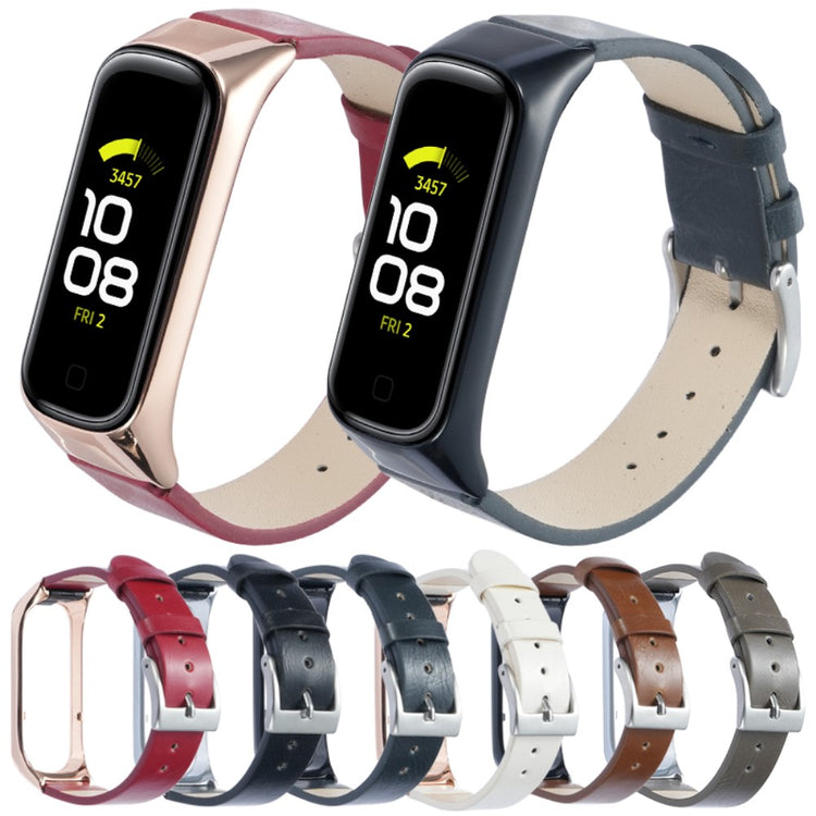 Meget Smuk Ægte Læder Rem passer til Samsung Galaxy Fit 2 - Hvid#serie_3