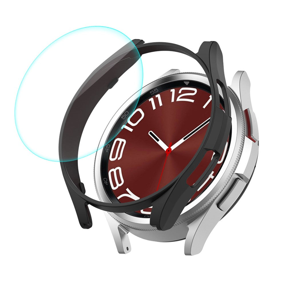 HAT PRINCE Samsung Galaxy Watch 6 Classic (43mm) electroplating cover with 0.2mm tempered glass - Black#serie_1
