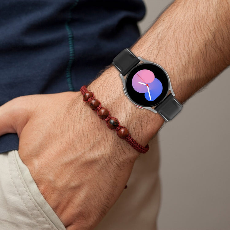 Super Fint Ægte Læder Universal Rem passer til Smartwatch - Sort#serie_1