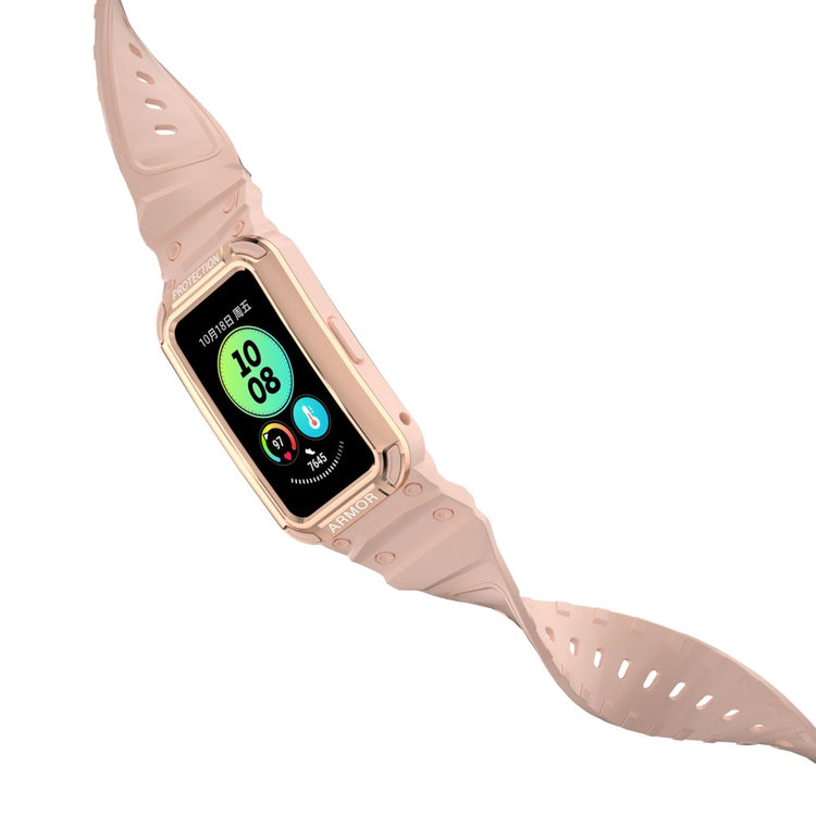 Nydelig Plastik Og Silikone Universal Rem passer til Huawei Smartwatch - Pink#serie_3