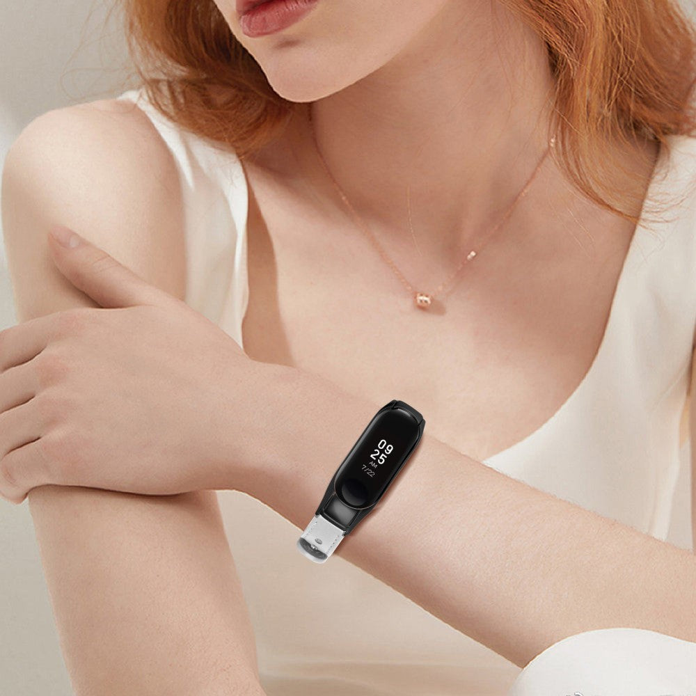 Mega Hårdfør Ægte Læder Rem passer til Xiaomi Smart Band 8 - Hvid#serie_1