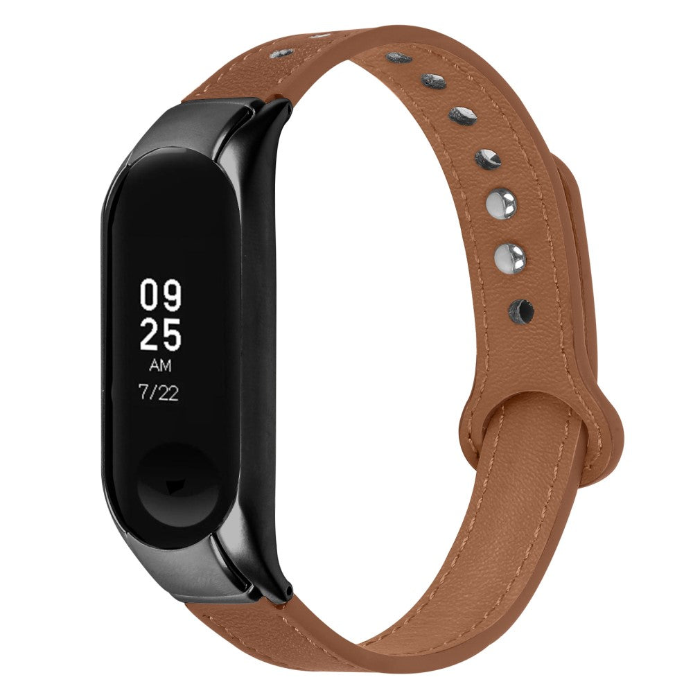 Mega Hårdfør Ægte Læder Rem passer til Xiaomi Smart Band 8 - Brun#serie_11