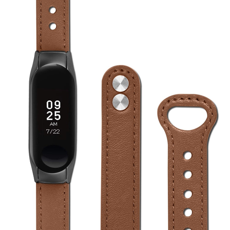 Mega Hårdfør Ægte Læder Rem passer til Xiaomi Smart Band 8 - Brun#serie_11