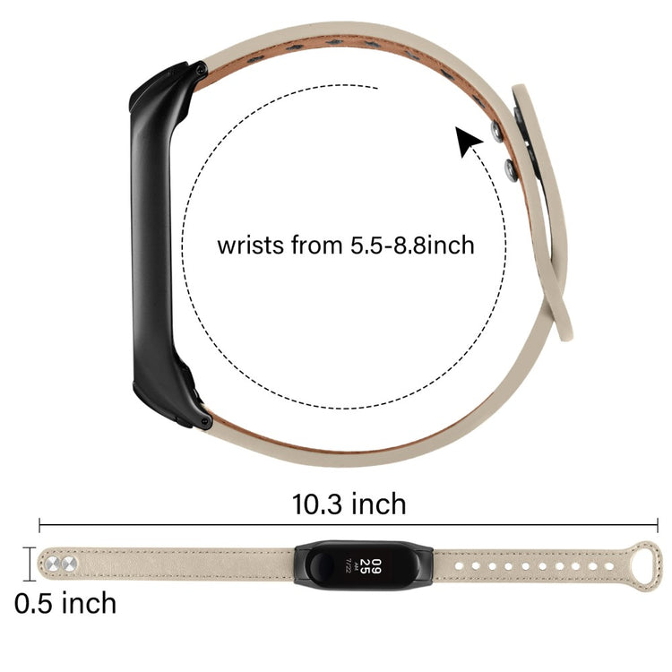 Mega Hårdfør Ægte Læder Rem passer til Xiaomi Smart Band 8 - Beige#serie_7