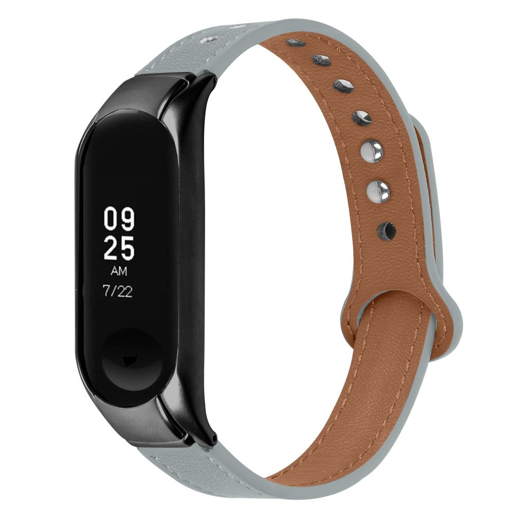 Mega Hårdfør Ægte Læder Rem passer til Xiaomi Smart Band 8 - Sølv#serie_8