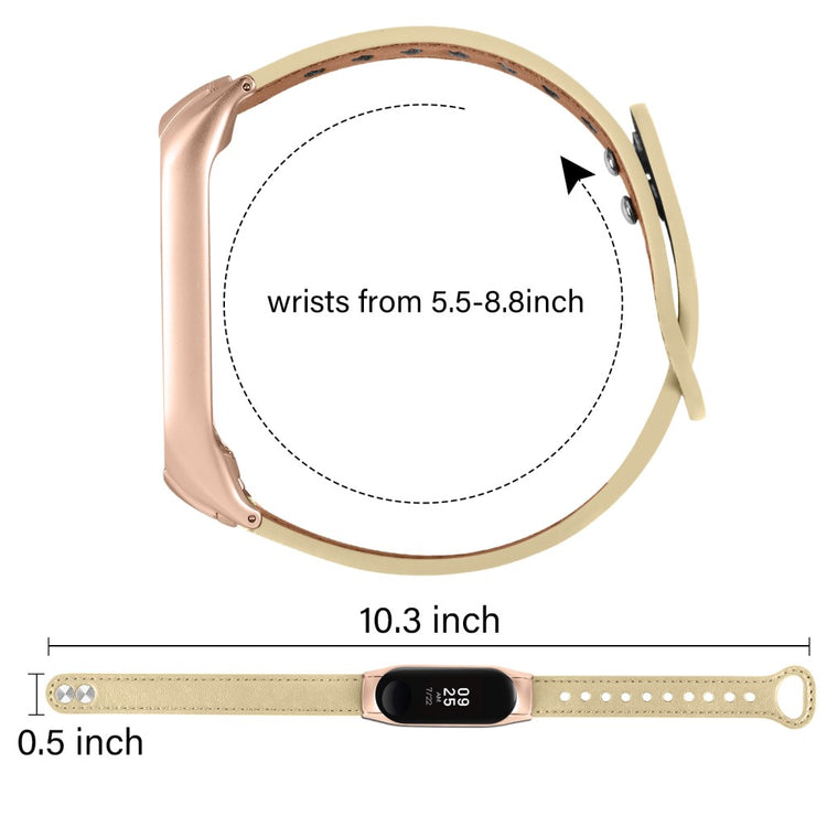 Mega Nydelig Ægte Læder Rem passer til Xiaomi Smart Band 8 - Beige#serie_5