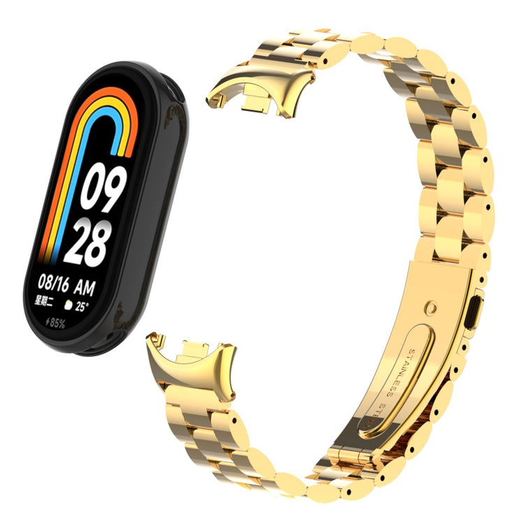 Rigtigt Sejt Metal Rem passer til Xiaomi Smart Band 8 - Guld#serie_5