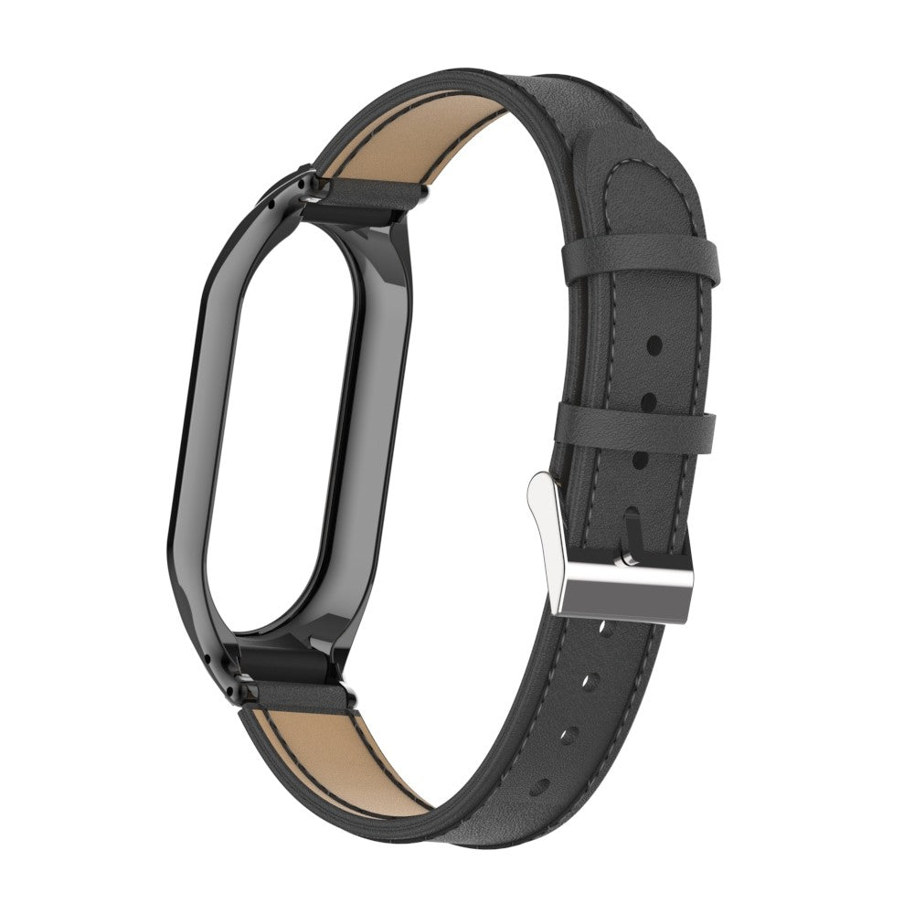 Rigtigt Fint Metal og Kunstlæder Cover passer til Xiaomi Smart Band 8 - Sort#serie_2