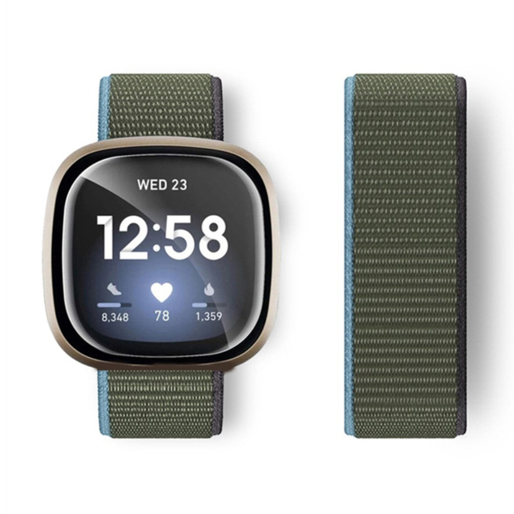 Flot Nylon Universal Rem passer til Fitbit Sense 1 / Fitbit Versa 3 - Grøn#serie_2