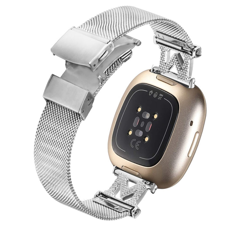 Metal Og Rhinsten Universal Rem passer til Fitbit Sense 1 / Fitbit Versa 3 - Sølv#serie_143