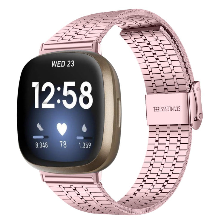 Solid Metal Universal Rem passer til Fitbit Sense 2 / Fitbit Versa 4 - Pink#serie_4