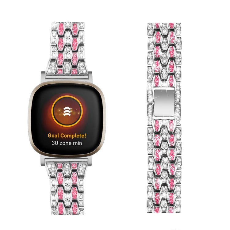 Metal Og Rhinsten Universal Rem passer til Fitbit Sense 2 / Fitbit Versa 4 - Pink#serie_4