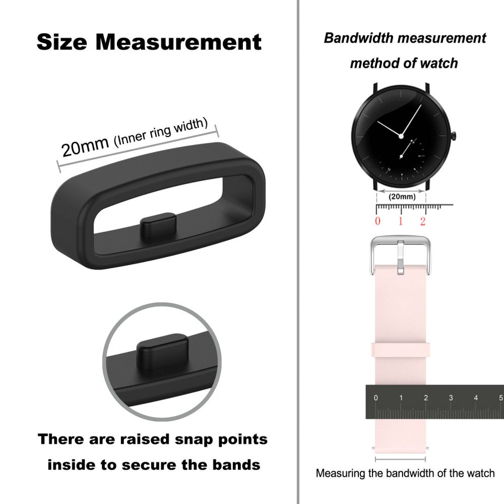 20mm Universal silicone strap loop - Black - Hvid#serie_4