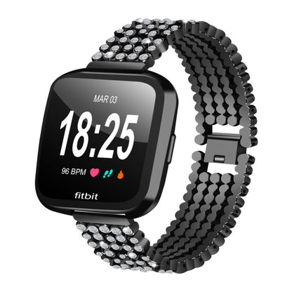 Vildt kønt Fitbit Versa Metal og Rhinsten Rem - Sort#serie_3
