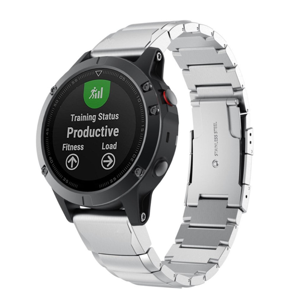 Slidstærk Garmin Fenix 5 Metal Rem - Sølv#serie_1