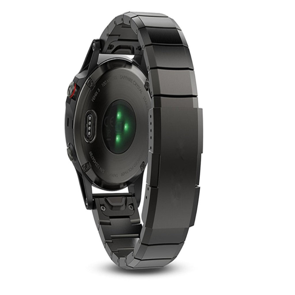 Slidstærk Garmin Fenix 5 Metal Rem - Sort#serie_2