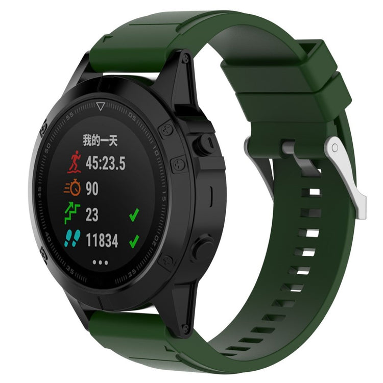 Pænt Garmin Fenix 5X / Garmin Tactix Charlie Silikone Rem - Grøn#serie_4