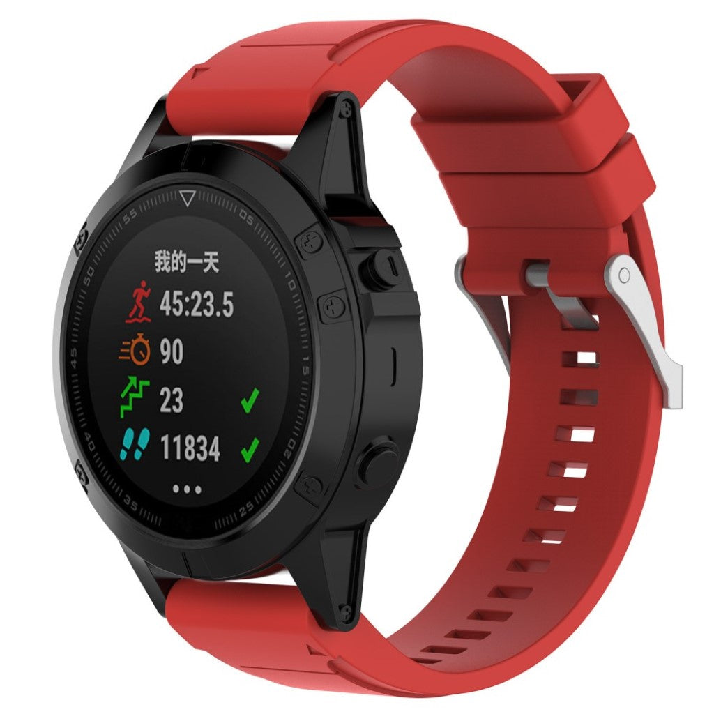 Pænt Garmin Fenix 5X / Garmin Tactix Charlie Silikone Rem - Rød#serie_9