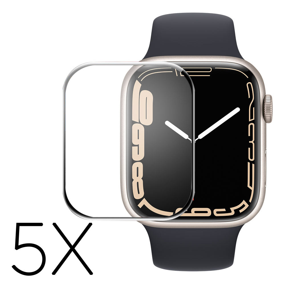 5stk Apple Watch Series 7 45mm Plastik  HD  3D Kurvet Skærmbeskytter - Gennemsigtig#serie_1