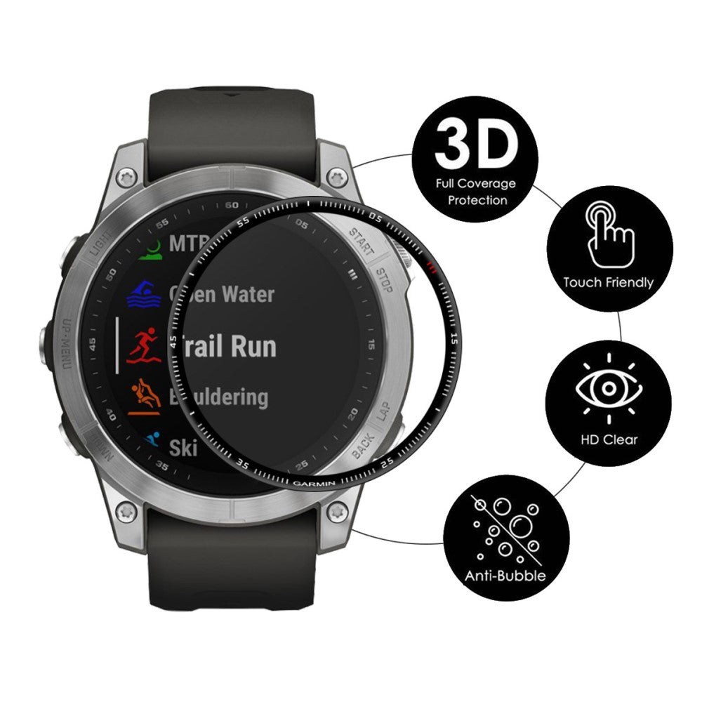 2stk Garmin Fenix 7 Plastik  3D Kurvet Skærmbeskytter - Gennemsigtig#serie_167