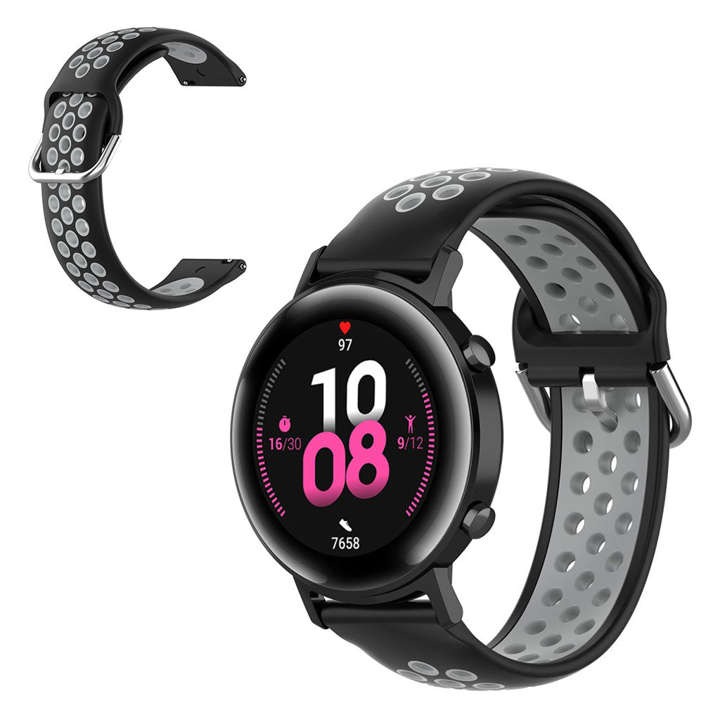 20mm Universal bi-color silicone watch strap - Black / Grey#serie_1